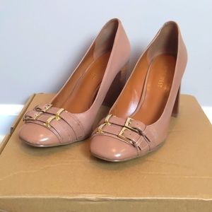 Nine West tan leather (faux?) Heels